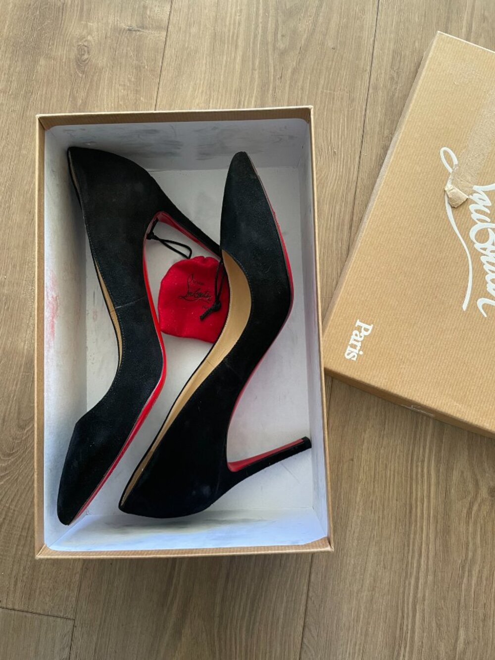 Christian Louboutin Pigalle 85 Black Suede Heels - Picture 2 of 7
